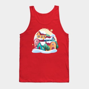 Christmas Town watercolor Tank Top